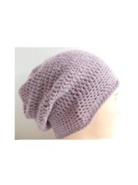 Light Lavender Slouch Roll Up Beanie OS Handmade Crochet Hand Knit Warm Hat NWT